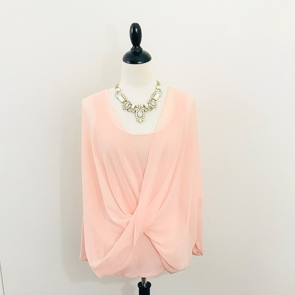 White House Black Market Tops - White House Black Market Blush Overlay Blouse